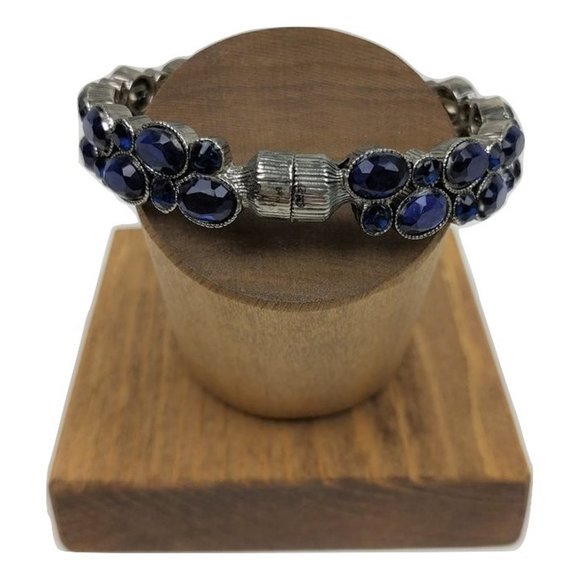 Dress Barn Blue Rhinestone Bangle Bracelet - Picture 2 of 4